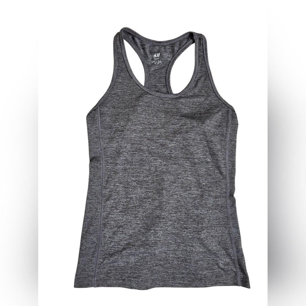 ❤️ H & M Sport Gray Racerback Tank Top Size S